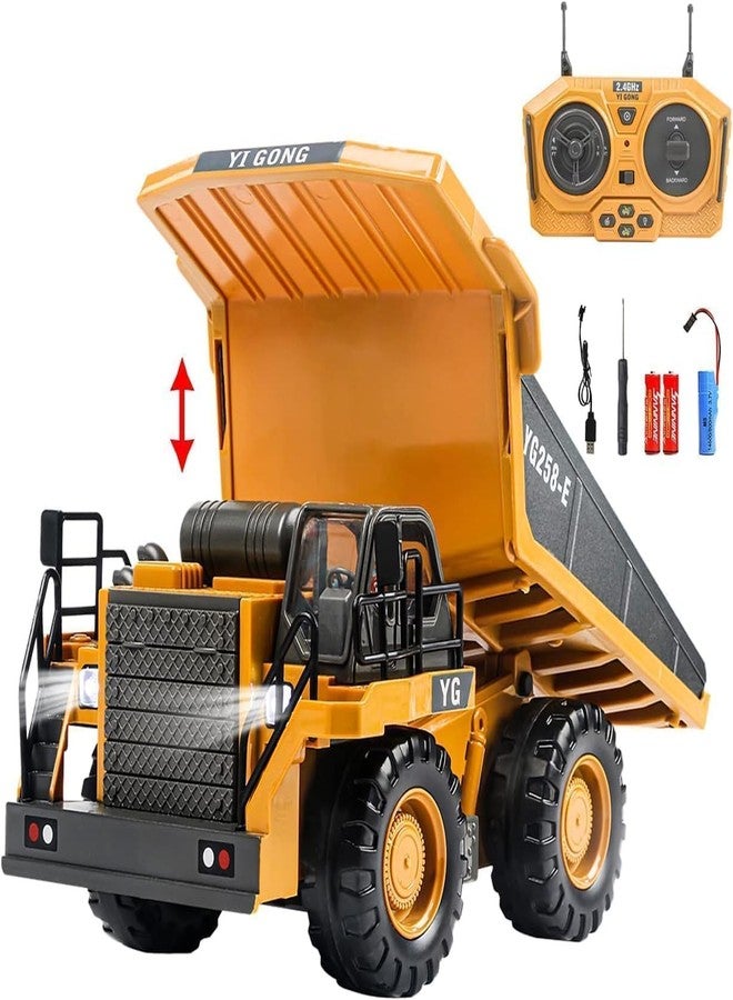Ramokdu Remote Control Excavator Toy 9 Channel Rc Excavator Truck Toys 1/24 Scale 2.4Ghz Construction Vehicles with Metal Shovel 680 Rotation Lights & Sounds for Kids Boys Age 4-10 Years, Multicolor - Image 1
